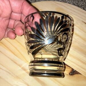 Elegant Clear Glass With Silver Floral Accents 3.5” Made In Italy